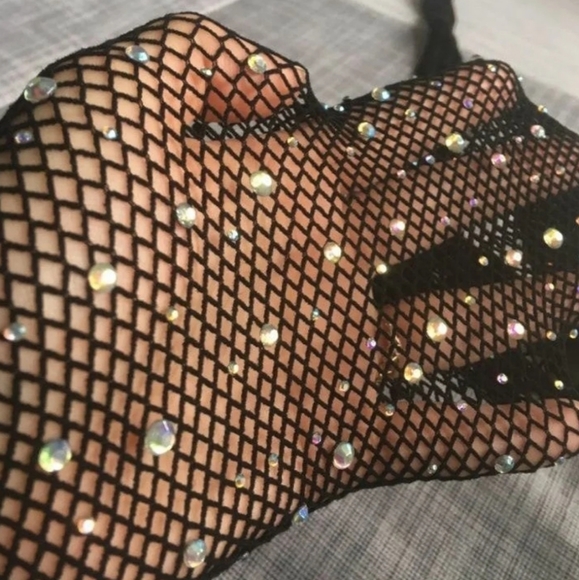 Rhinestone Fishnet Stockings / Pantyhose - Picture 4 of 4